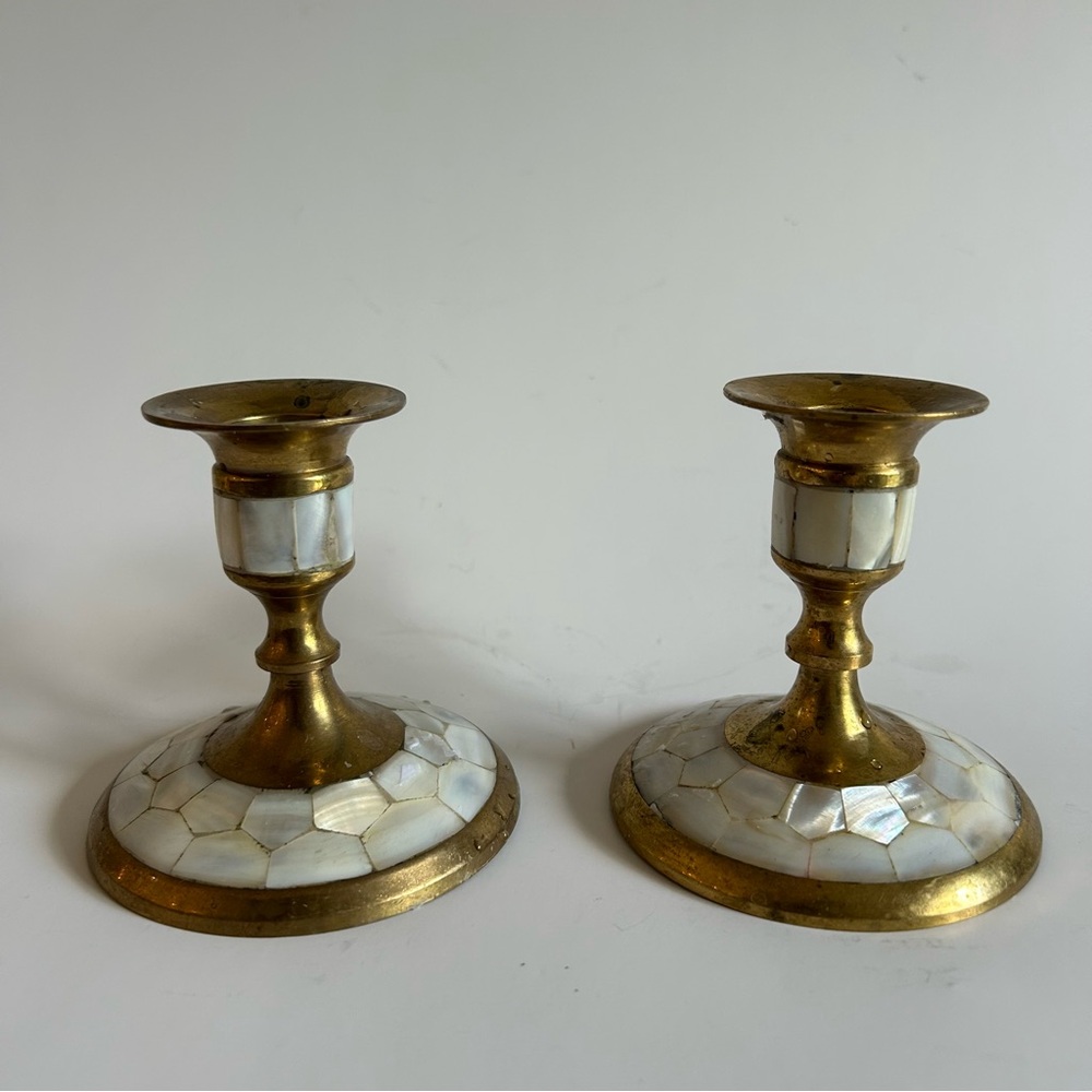 Elegant Mother Of Pearl Candle Holders